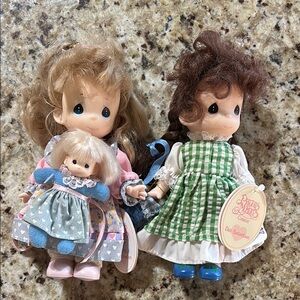 Precious Moments Doll Set with Vintage Dresses